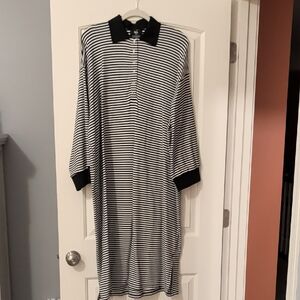 Dressed in LALA Black & White Striped Polo Midi Dress